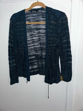 NIC+ZOE Teal Open-Front Textured Knit Cardigan